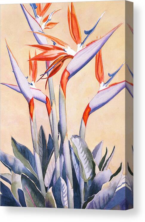 Flowers Canvas Print featuring the painting Birds of Paradise by Mary Helmreich