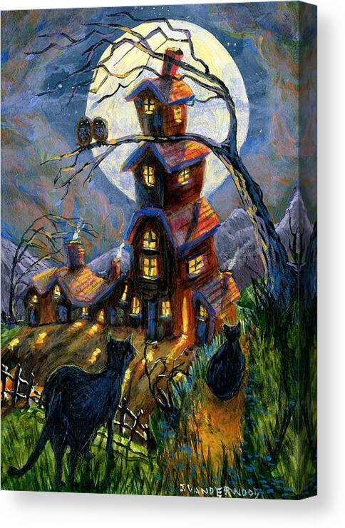 Black Cats Canvas Print featuring the painting Black Cats on the Prowl by Jacquelin L Westerman