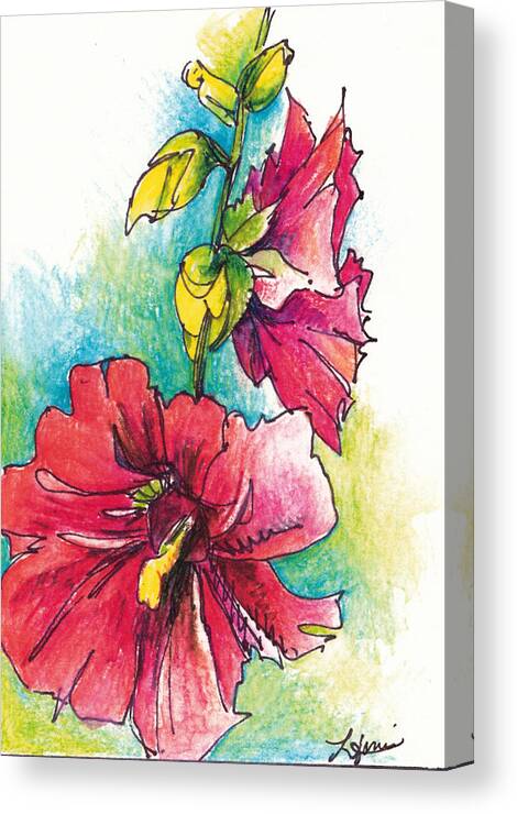 Flower Canvas Print featuring the painting Blazing Red by Lynda Dorris