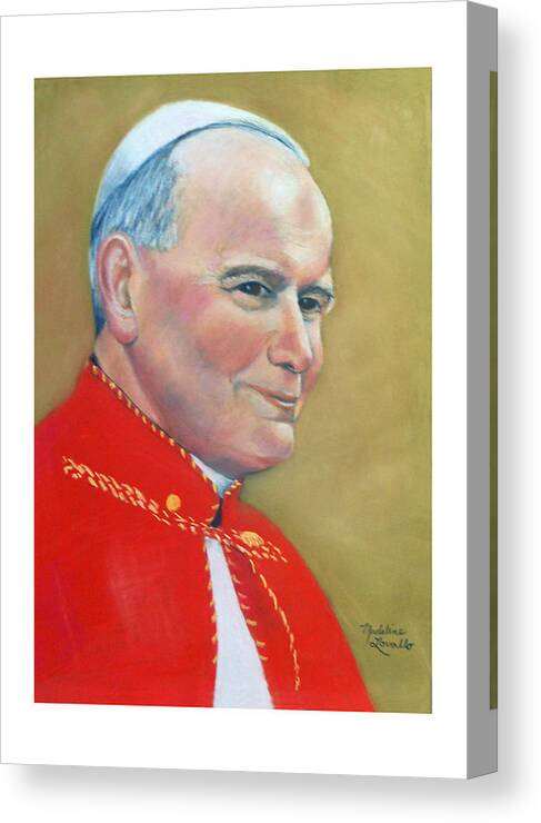 Pope Canvas Print featuring the painting Blessed John Paul II by Madeline Lovallo