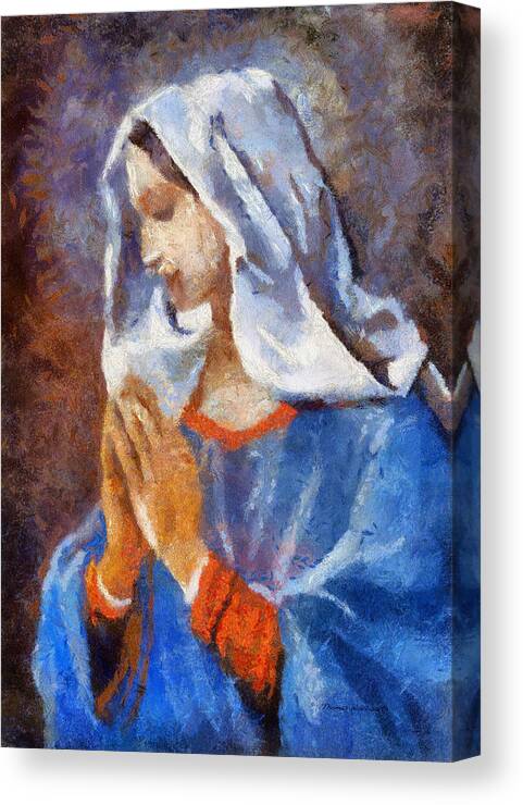 Woman Canvas Print featuring the painting Blessed Mary by Thomas Woolworth