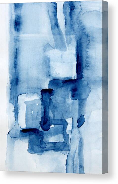 Blue Watercolor Gouache Canvas Print featuring the painting Blue Blocks by Victoria Kloch