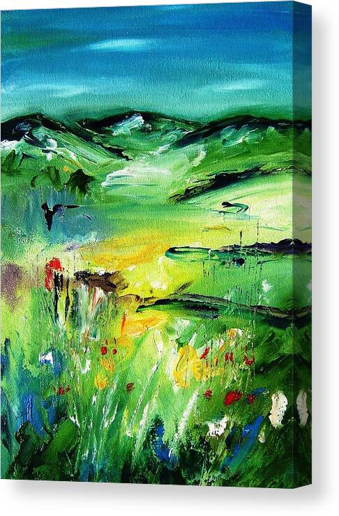 Ireland Canvas Print featuring the painting Bluegreenscape-available As A Signed And Numbered Art Print On Canvas - See Www.pixi-art.com by Mary Cahalan Lee - aka PIXI