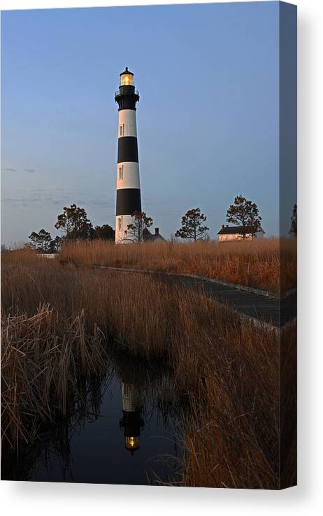 Bodie Island Lighthouse Canvas Print featuring the photograph Bodie Island Light Reflection by Jamie Pattison