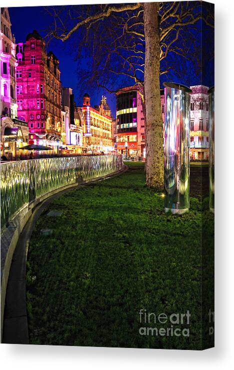 London At Night Canvas Print featuring the photograph Bright lights of London by Jasna Buncic