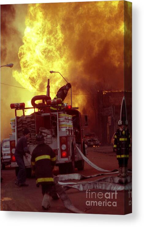 Fdny Canvas Print featuring the photograph Bronx Gas Explosion-1 by Steven Spak