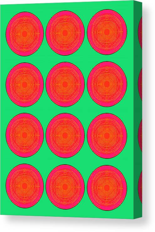 Sun Canvas Print featuring the painting Bubbles Watermelon Warhol by Robert R by Robert R Splashy Art Abstract Paintings