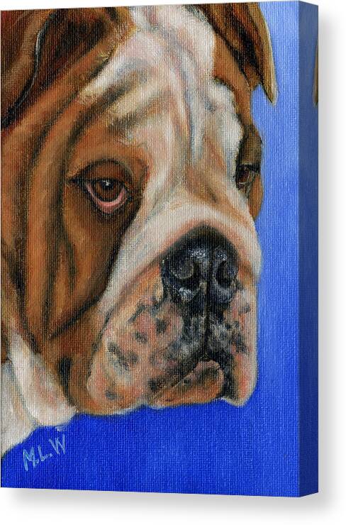 Bulldog Canvas Print featuring the painting Beautiful Bulldog Oil Painting by Michelle Wrighton