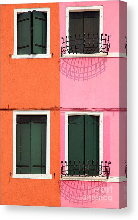 Burano Canvas Print featuring the photograph Burano Pink and Orange by Inge Johnsson