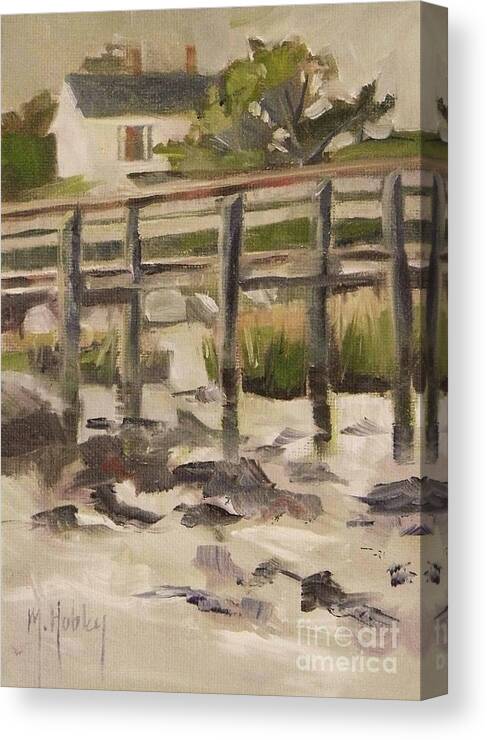 Doodlefly Canvas Print featuring the painting By the Dock by Mary Hubley