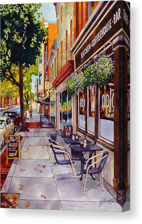 Watercolor Canvas Print featuring the painting Cafe Nola by Mick Williams
