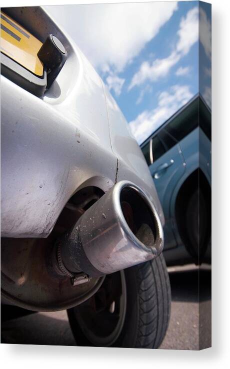 Vehicle Canvas Print featuring the photograph Car Exhaust Pipe by Trl Ltd./science Photo Library