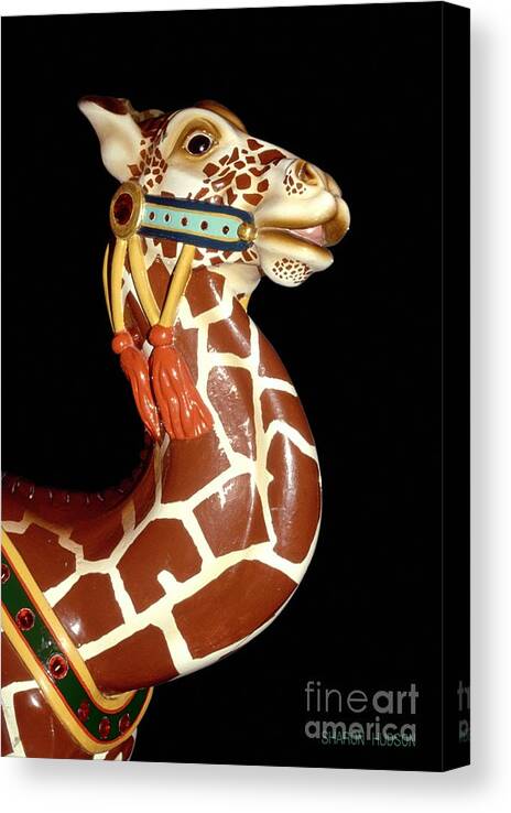 Carousel Canvas Print featuring the photograph carousel animals prints - Carousel Giraffe by Sharon Hudson