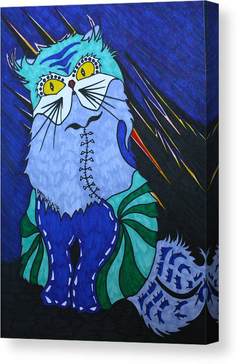 Cat Canvas Print featuring the drawing Cat 4 by Carol Tsiatsios