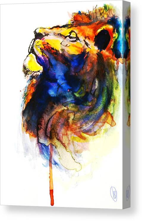 Watercolor Canvas Print featuring the painting Cat of A Different Color by Howard Barry