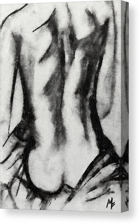 Nude Canvas Print featuring the drawing Charcoal back by Dragica Micki Fortuna