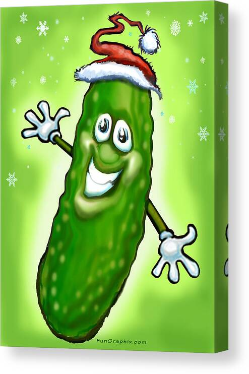 Christmas Canvas Print featuring the painting Christmas Pickle by Kevin Middleton