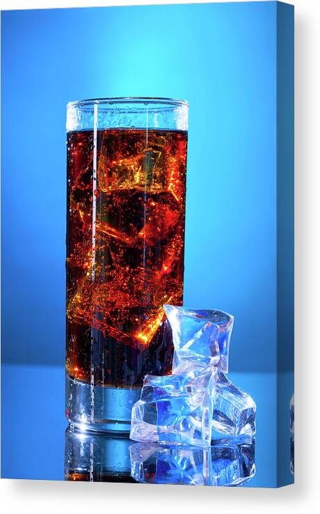 Nobody Canvas Print featuring the photograph Cola Drink In A Glass by Wladimir Bulgar