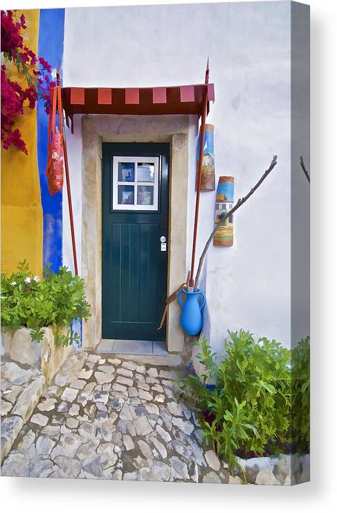 Obidos Canvas Print featuring the photograph Colorful Door of Obidos by David Letts