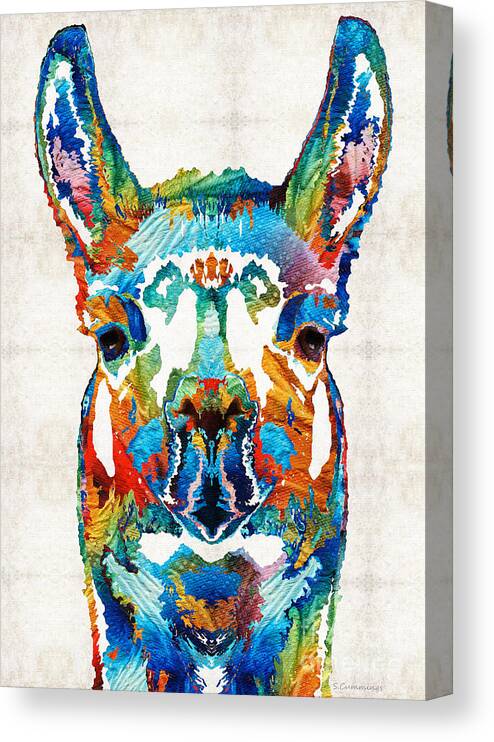 Llama Canvas Print featuring the painting Colorful Llama Art - The Prince - By Sharon Cummings by Sharon Cummings