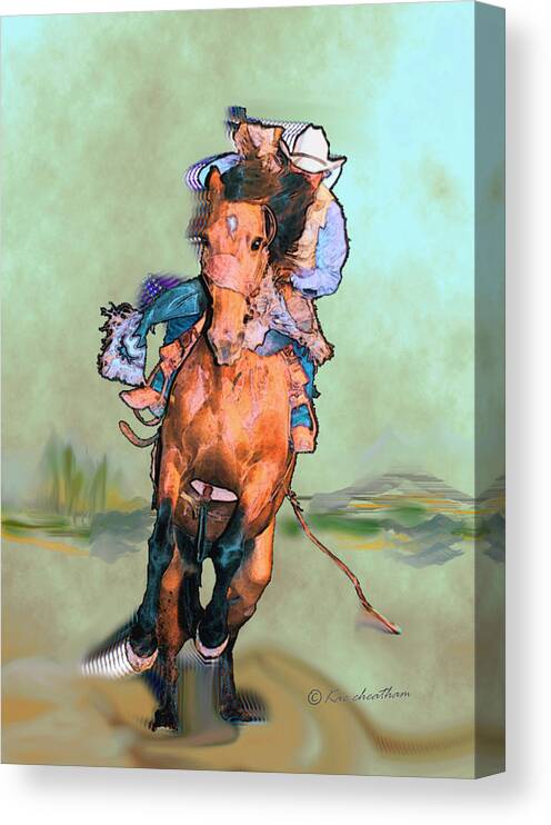 Cowboy Canvas Print featuring the digital art Comin' Atcha by Kae Cheatham