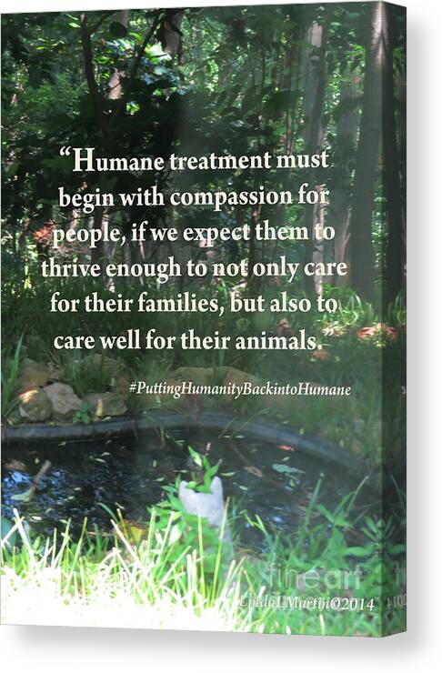 Humane Canvas Print featuring the photograph Compassion Quote by Linda L Martin