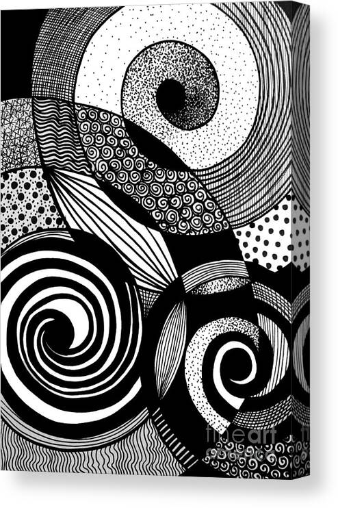 Circles Canvas Print featuring the drawing Confusion by Lynellen Nielsen