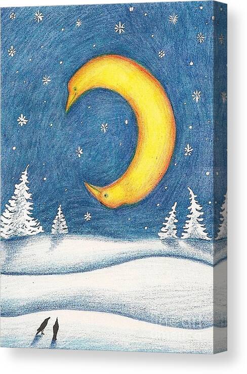Print Canvas Print featuring the painting Crescent Moon by Margaryta Yermolayeva