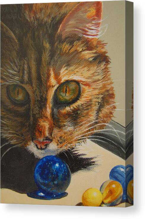 Cat Canvas Print featuring the painting Curious by Karen Ilari