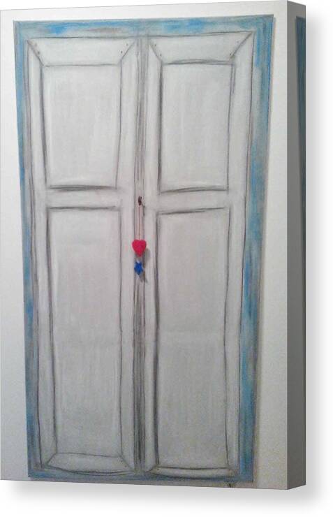Abstract Painting Strcutured Mix Canvas Print featuring the painting D1 - door by KUNST MIT HERZ Art with heart
