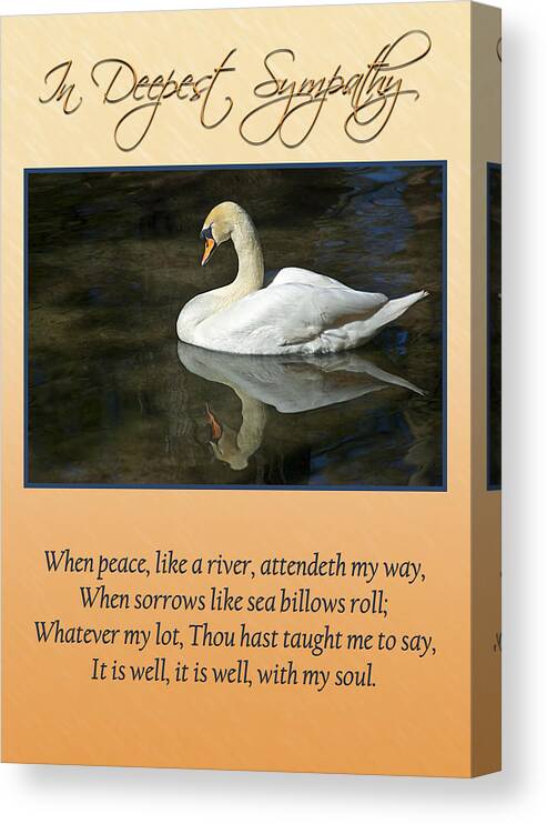 Swans Canvas Print featuring the photograph Deepest Sympathy Card by Carolyn Marshall