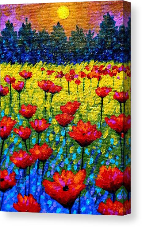 Acrylic Canvas Print featuring the painting Detail from Twilight Poppies by John Nolan