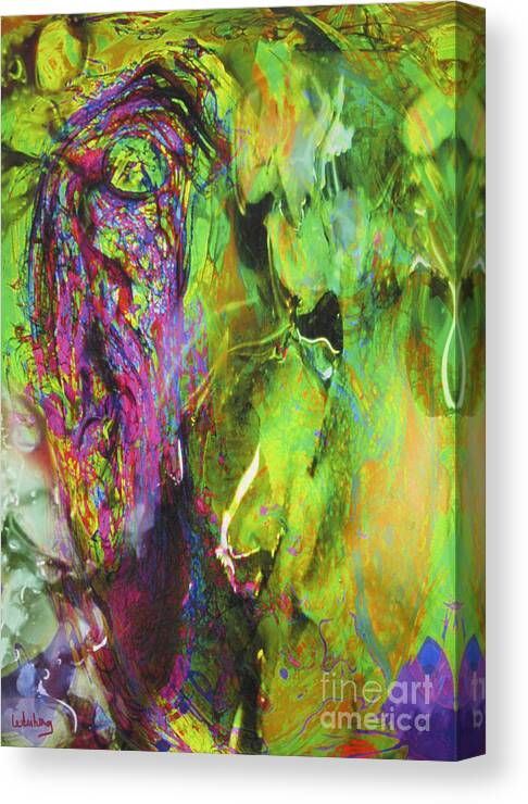 Dialogue Canvas Print featuring the painting Dialogue 49 - Spring Romantic by Dov Lederberg