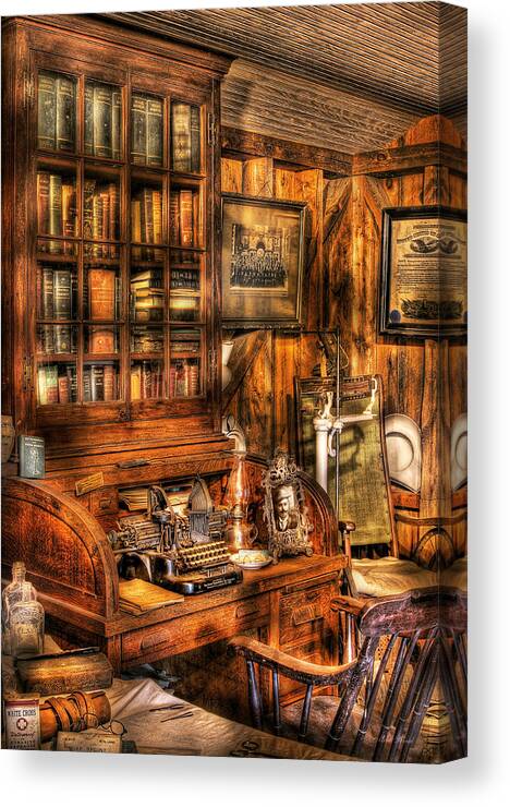 Self Canvas Print featuring the photograph Doctor - The Doctors Desk by Mike Savad
