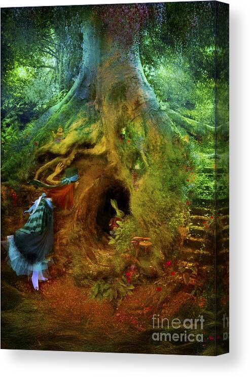 Wonderland Canvas Print featuring the digital art Down the Rabbit Hole by MGL Meiklejohn Graphics Licensing