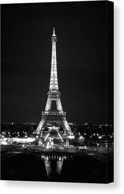 Eiffel Tower Canvas Print featuring the photograph Eiffel Tower in black and white by Hermes Fine Art