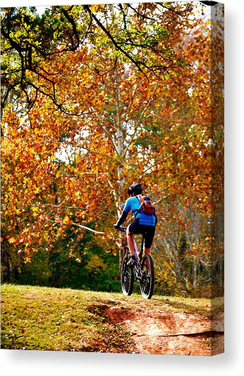 Fall Canvas Print featuring the photograph Fall Mountain Bike Ride by Sandi OReilly