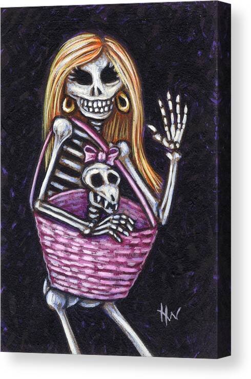 Skeleton Canvas Print featuring the painting Famous 4 Ever by Holly Wood