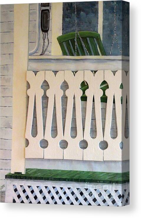Farmhouse Canvas Print featuring the painting Farmhouse Porch Left Side by Judith Espinoza