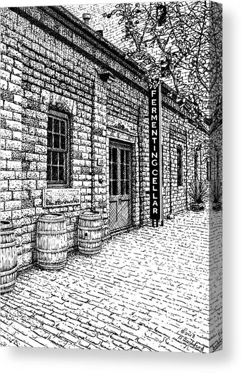 Distillery Canvas Print featuring the drawing Fermenting Cellar by Peter Rashford