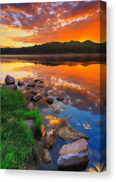 Beauty Canvas Print featuring the photograph Fire On Water by Kadek Susanto