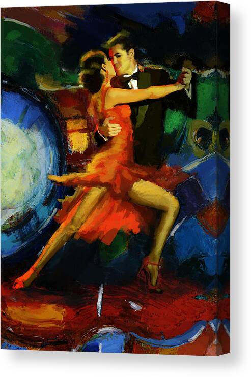 Jazz Canvas Print featuring the painting Flamenco Dancer 029 by Catf