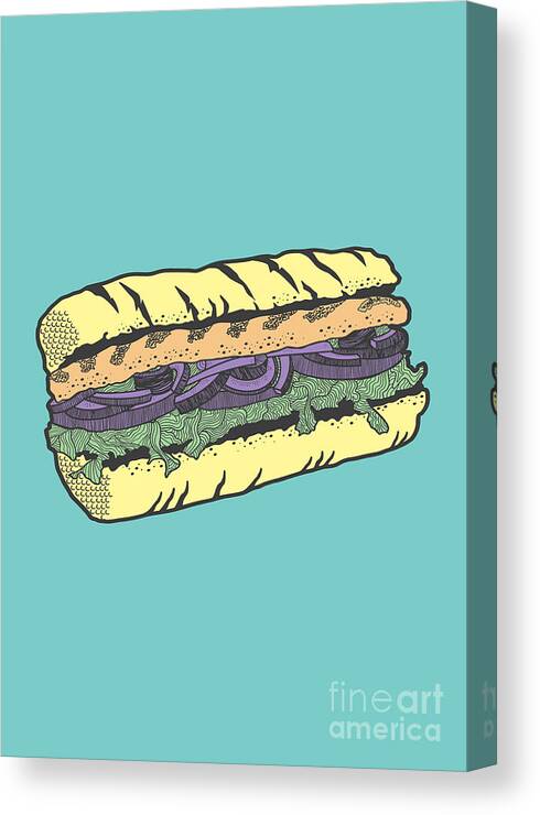 Sandwich Canvas Print featuring the drawing Food masquerade by Freshinkstain