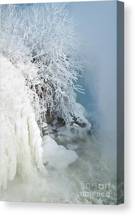Water Falls Canvas Print featuring the photograph Frozen Falls by Cheryl Baxter