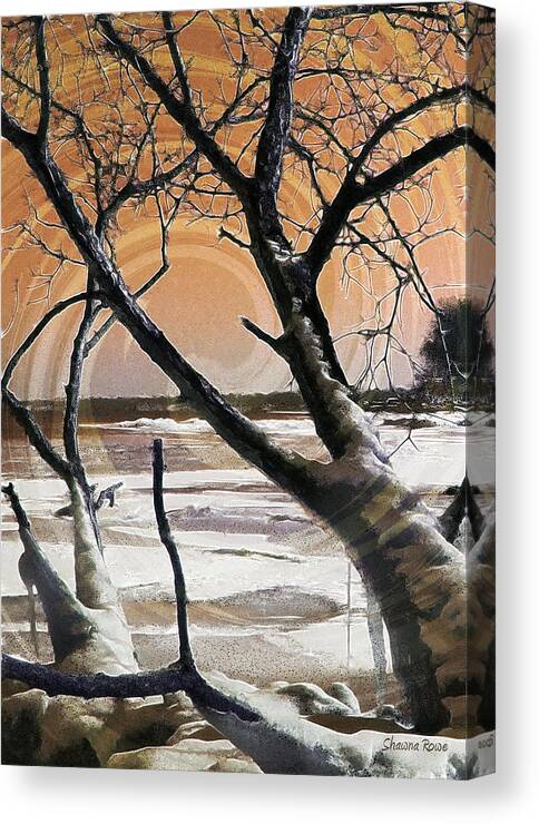 Winter Scene Canvas Print featuring the photograph Frozen in Time 2 by Shawna Rowe