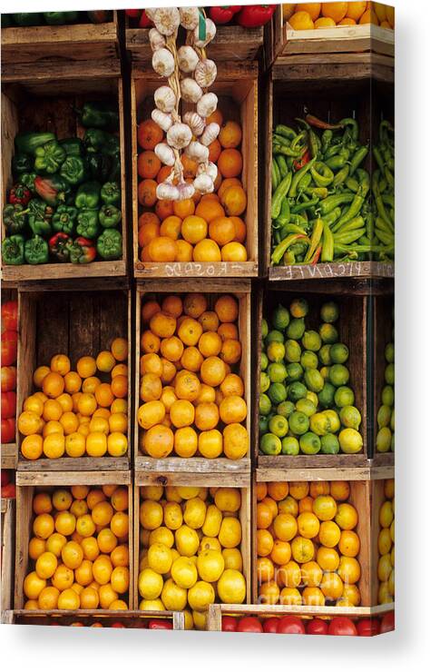 Street Market Canvas Print featuring the photograph Fruits And Vegetables In Open-air Market by William H. Mullins