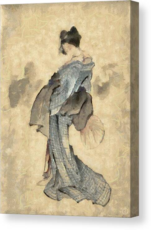 Woman Canvas Print featuring the digital art Geisha by Gun Legler