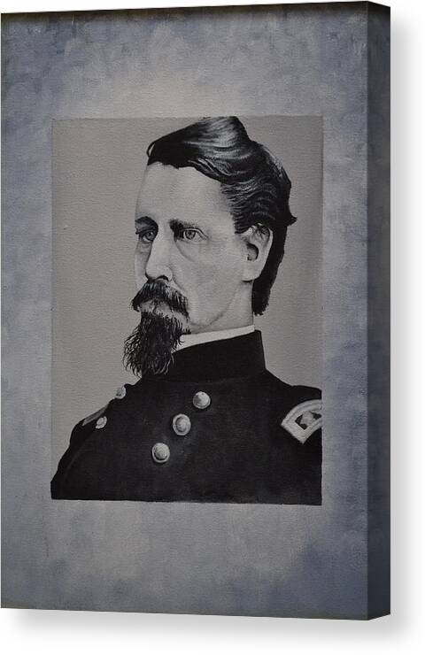 Union General W.hancock Held The Middle Of The Line At Gettysburg Against Confederate General Pickett Canvas Print featuring the painting General Windfield Hancock by Martin Schmidt