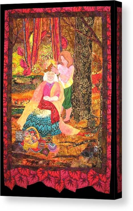 `nature Canvas Print featuring the tapestry - textile Goddess Crowning by Carol Bridges