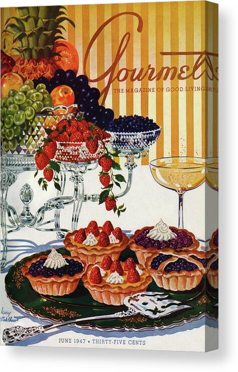 Food Canvas Print featuring the photograph Gourmet Cover Of Fruit Tarts by Henry Stahlhut